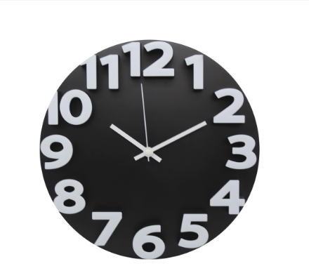 Silent Nordic Wall Clock Round Embossed 3D Matte Numbers Easy Read Analog for Home, Office