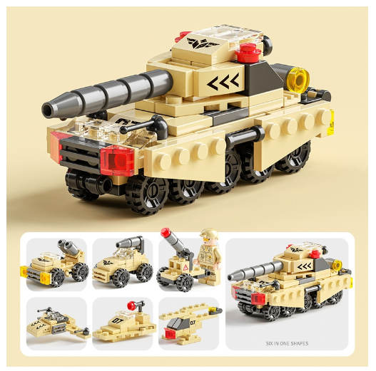 City Series 6 IN 1 SWAT Engineering Vehicle Educational Toy Model Block Toys Boy Children's Day Gift B24