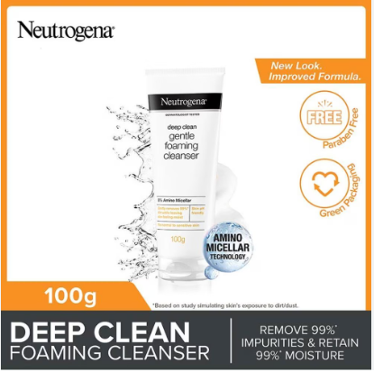 Neutrogena Deep Clean Gentle Foaming Cleanser 100g - Moisturizing Facial Wash for Combination Skin