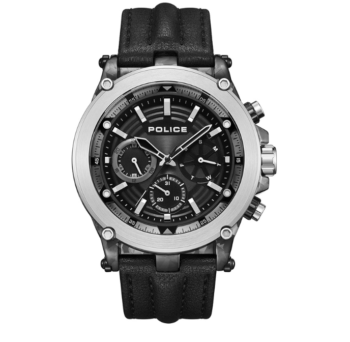 Police Taman Black Leather Analog Quartz Watch For Men PPEWJF2226640