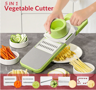 5 IN 1 Stainless Vegetable Cutter Multifunction Slicer 5 Blades Combo Peeler Garlic