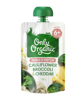 Only Organic Baby Food Cauliflower, Broccoli & Cheddar Puree  (6+ mos) 120g