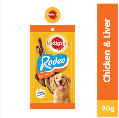 PEDIGREE Rodeo Dog Treats – Treats for Dog in Chicken and Liver Flavor, 90g.