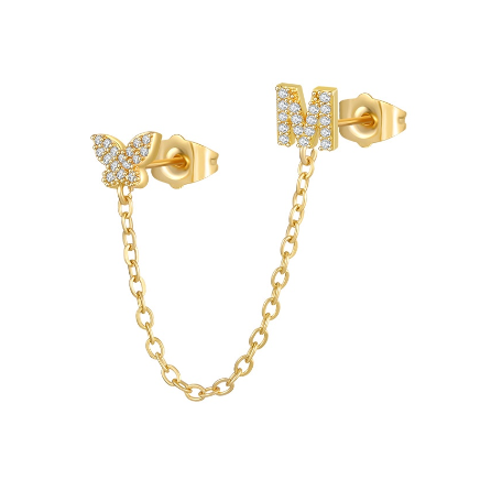 Minimalist Style Fashion Tassel Butterfly Letter Combination Earrings 26 English Letter Earrings Earrings Earrings M