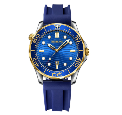 Binbond Men Business Steel Band Quartz Watch Rotating Dial Waterproof Unique Watch Men M1
