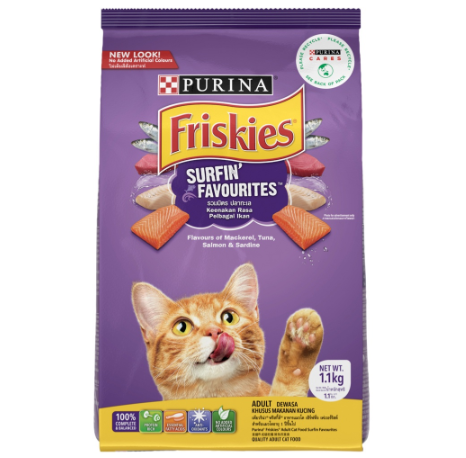 Purina Friskies Surfin' Turfin'  Adult Dry Cat Food   1.1Kg