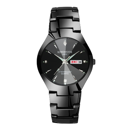 New automatic quartz watch non mechanical tungsten steel strip lovers watch luminous double movement calendar male Watch 005