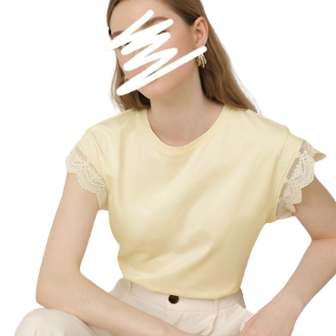 Lovito Women Casual Plain Lace T-Shirt LNL36061 (Apricot)