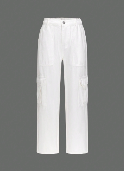 Teen Girls' Cargo Style Denim Pants With Pockets