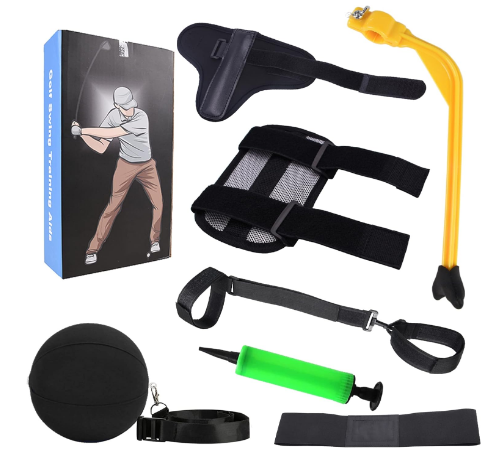 Golf Swing Trainer Portable Golf Training Aid Adjustable to Improve Hinge, Forearm Rotation, Shoulder Turn – Lightweight, Durable Golf Swing Master with Ergonomic Grip…
