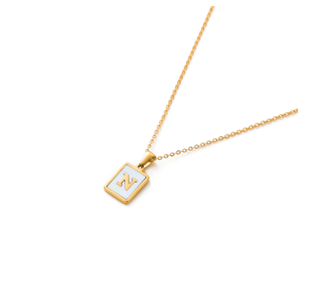 St.kunkka Stainless Steel Gold Letter Pendant Necklace Ladies A-Z Letter Necklace for Gift N