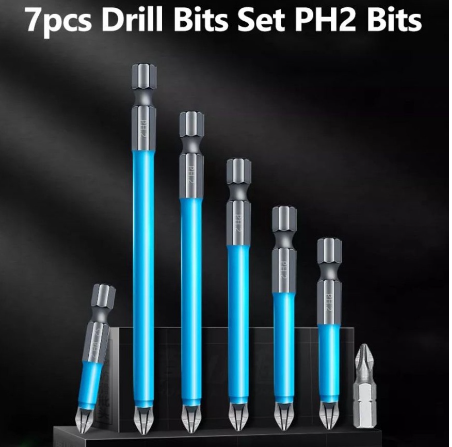 Plextone 7PCS Magnetic Drill Bits Screwdriver Bit Head Set S2 Steel Screw Non Slip Single Screw