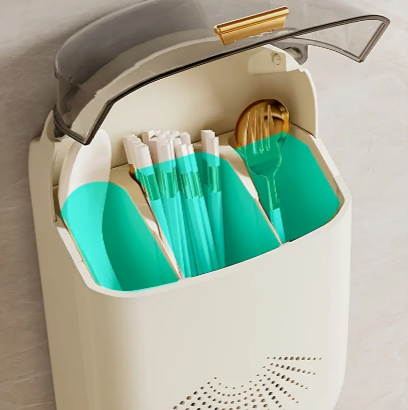 1pc Utensil Rack, Wall-mounted Divided Chopstick Holder, Punching-free Space-saving Storage Organizer, For Chopsticks, Spoon, Fork And Knife, Kitchen Organizers And Storage, Kitchen Accessories