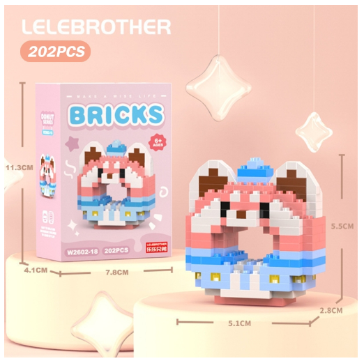 Lboyu Cute Cartoon Donut Building Block Ornaments Compatible with Lego Children's Toys M22