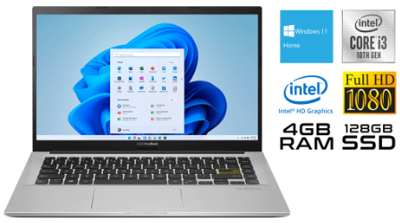 ASUS Vivobook 14" FHD Intel 10th Gen i3 4GB RAM 128GB SSD Windows 11