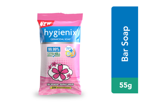 Hygienix AntiBacterial Germicidal Bar Soap with 3x Moisturizer - Super Sakura 55G