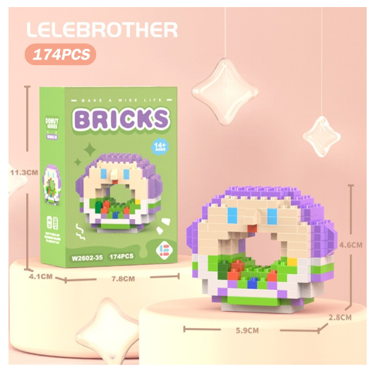 Lboyu Cute Cartoon Donut Building Block Ornaments Compatible with Lego Children's Toys M48