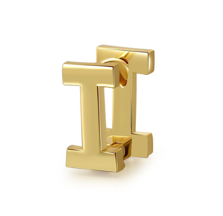 Unique Design Initial Letter Earrings 18K Gold Double Layer Letter Earrings Jewelry Single I