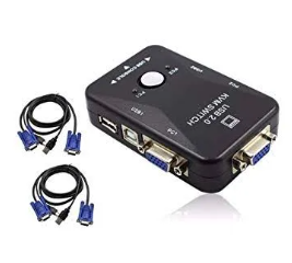 2-Port USB 2.0 KVM Switch Monitor Splitter Mouse Keyboard Video KVM Switcher with 2 KVM Cables