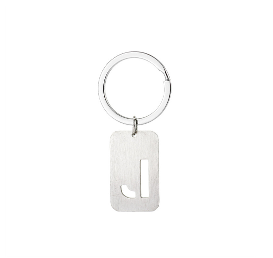 1Pcs Simple Stainless Steel 26 Letter Keychains Fashion Sliver Color Initials Keyrings Handbag Charms Ornaments Souvenir Gifts J