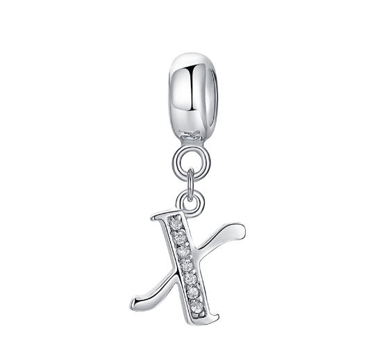 26 English Letter Pendants Suitable For Pandora Bracelet DIY Necklace 925 Silver-Plated Charm Simple Fashion Jewelry Pendant X