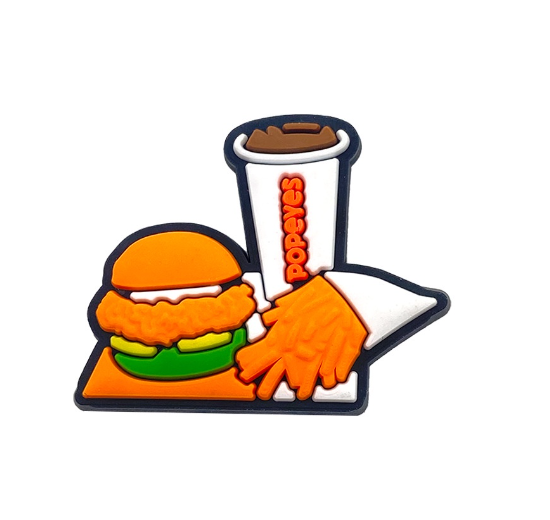 Cartoon Hamburger Food Croc Accessories Fried Chicken Jibbits Charm Popeyes Fries Jibits Crocs for Women Shoe Charms Pins Decoration f17