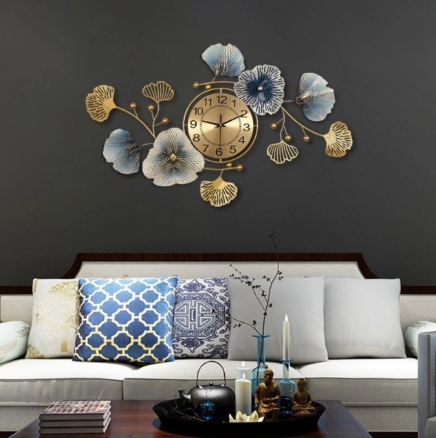 Creative Clock Living Room Study Luxury Elegant Ginkgo Leaf Wall Clock Art