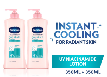 Vaseline Healthy Bright Fresh & Bright Cooling Lotion 350ml (Bundle of 2)