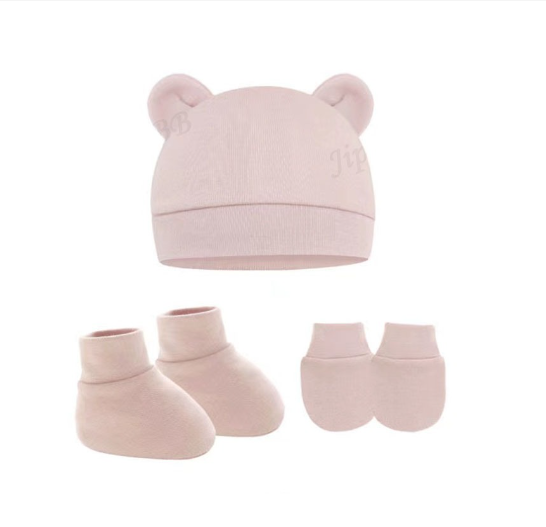 Baby hat Baby Mittens Booties Set newborn cap infant hats fashion Soft Cotton newborns Beanie 38