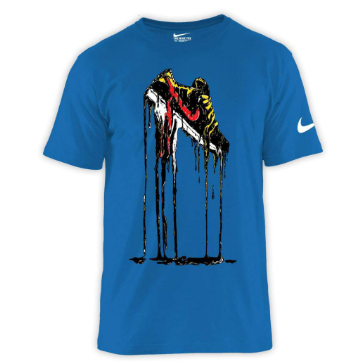 NIKE AJ Printing Men's Fashion top Short Sleeve T-shirt (Orange and blue)