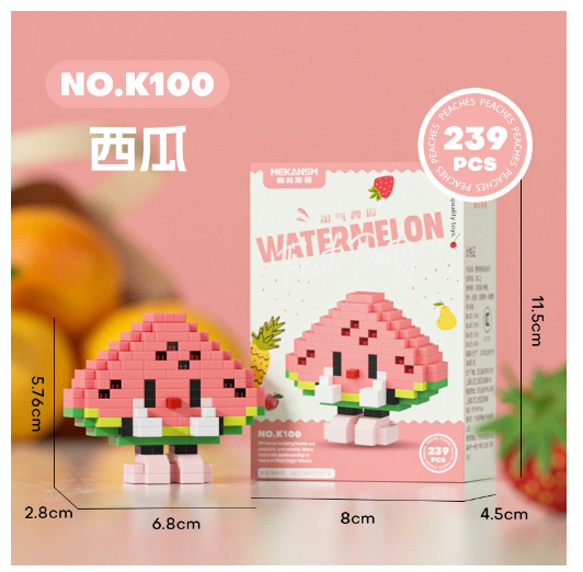 Mini Bricks Toys Trendy Fruit Happy Food Set Creative Desktop Decorations Birthday Gifts F6