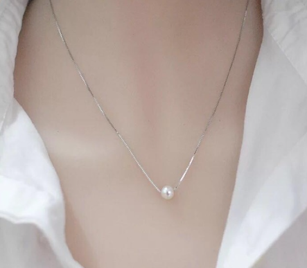 Korean Fashion Pearl Silver Necklace Jewelry