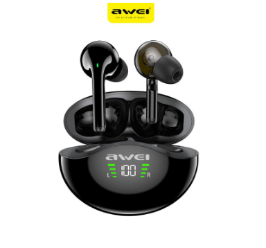 Awei T12P Dual Dynamic Driver TWS Earbuds Super Bass Stereo Can Display The Electricity