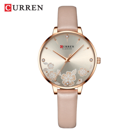 CURREN Women's Watch Fashion Leather Sports Casual Quartz Waterproof 9068X PINK