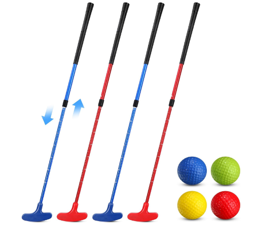 4 Pack Golf Putters for Men and Women Two Way Mini Golf Putter with 4 Golf Balls Adjustable Length Kids Putter Bulk for Right or Left Handed Golfers for Children Teenager Junior