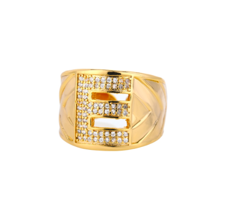 Fashion Initial Letter Rings For Women Finger Adjustable A-Z Alphabet Ring Jewelry E