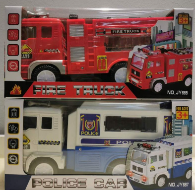 UNISHOP0427 FIRE TRUCK,POLICE CAR, TANKER, AND MIXER TOY'S BATTERY OPERATED HIGH QUALITY