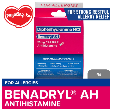 Benadryl AH 25mg 4s - Allergy medicine, Antihistamine, Diphenhydramine, Drowsy, Allergic Rhinitis