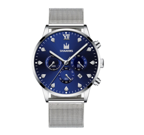 Fashion Men Stainless Steel Quartz Watches with Calendar M02