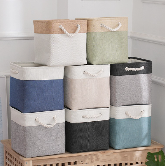 Large Folding Linen Fabric Storage Basket Toys Storage Box Clothes Storage Bag Organizer Storage Bin