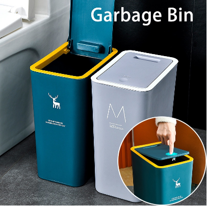 10L Rectangular Trash Can Kitchen Bathroom Toilet Trash Can Living Room With Lid Waste Garbage Bin