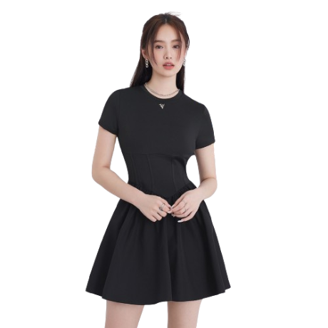 Lovito Women Structure Line Basic Dress L58Ad143 (Black)