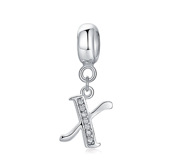 Pandora Letter Charm 925 Silver 26 Letters Diamond Charms Bracelet Pendant X