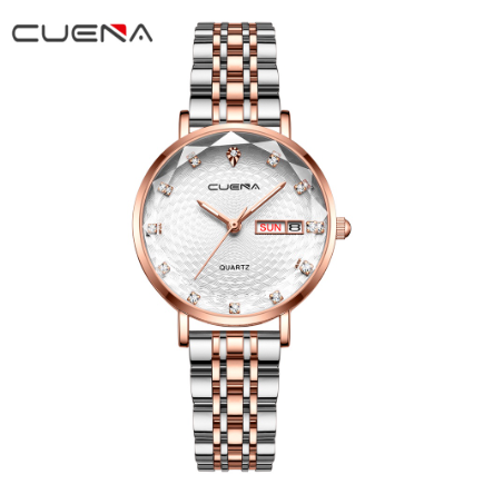 CUENA Women's Watch Top Brand Fashion Business Elegant Luxury Analog Quartz Stainless Steel Waterproof 6002 F05