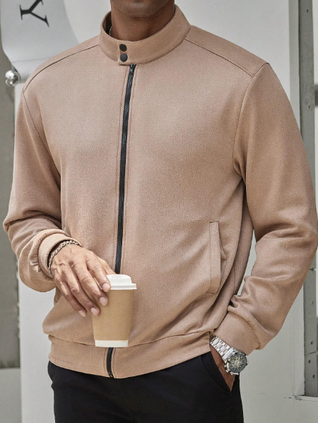Manfinity Homme Men's Zip Up Long Sleeve Fashion Streetwear Jacket