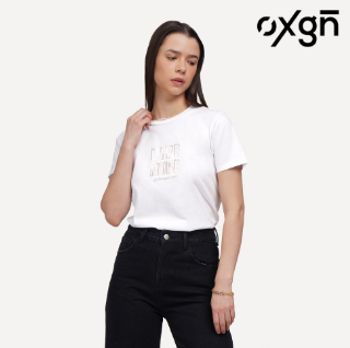 OXGN Live More Worry Less Graphic Print T-Shirt For Women White