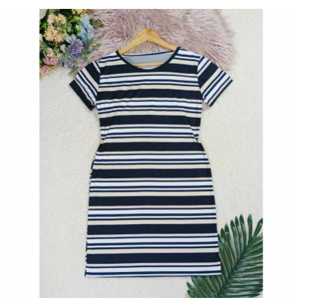 Maternity Taytay Supplier Maternity Dress Casual Tshirt Dress (Stripes) MD4