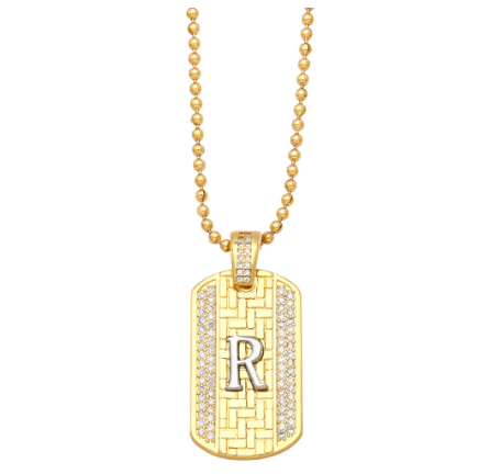 Luxury 18K Gold Plated Stainless Steel Ball Bead Chain 26 Letter Necklace Capital Initial Letter Name Pendant Nameplate Necklace Women R