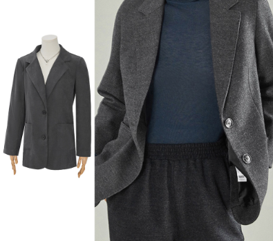 Women Casual Plain Button Pocket Blazer L70AD130 Grey