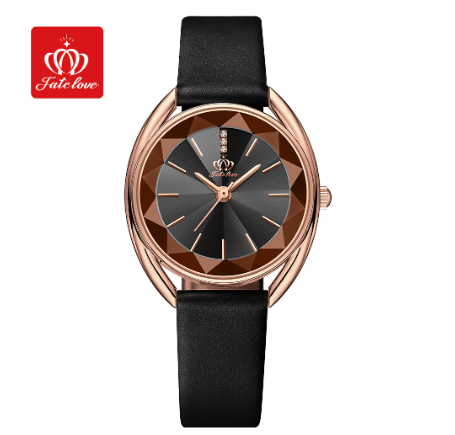 Fate Love Watch For Women Waterproof Leather Strap Stainless Steel With Box Original Quartz Luminous Authentic Fashion Watches BLACK STRAP